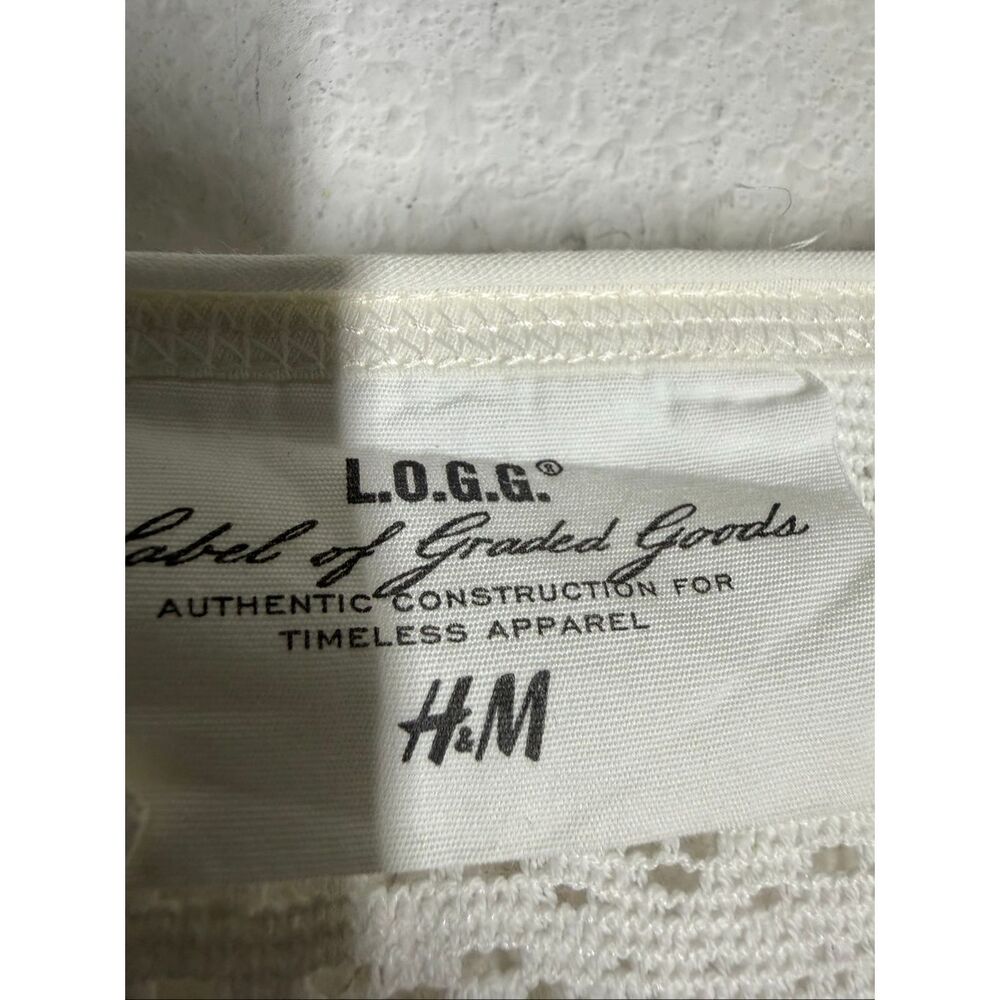H&M L.O.G.G. White Lace Sleeveless Shift Dress Women’s Size 12 Cotton Blend - Picture 5 of 13
